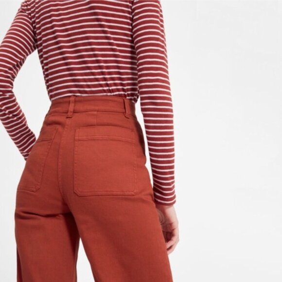 Everlane High Rise Wide Leg Crop Pant Faded Red - Picture 2 of 3